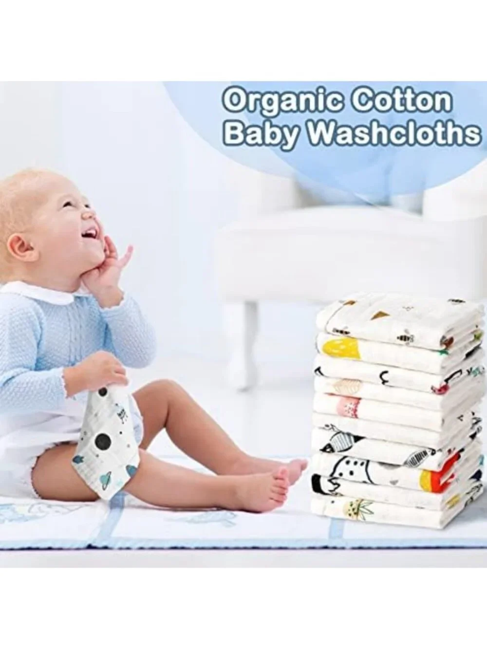 20 Pack Large 6-Layer Muslin Baby Burp Cloths - Absorbent & Soft, 20x10 In